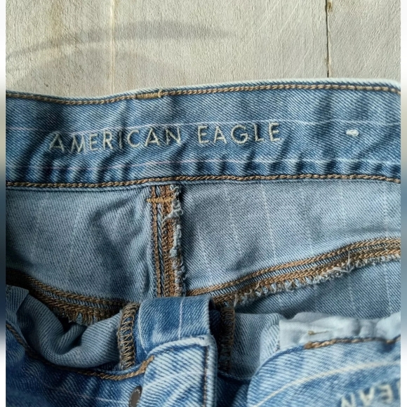 American Eagle Pinstriped Denim Blue Jeans High-rise Size 4 Short - Picture 4 of 10